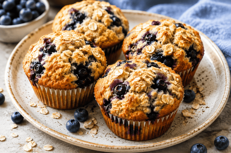 Oatmeal Blueberry Muffins: Soft, Moist & Bursting With Berries