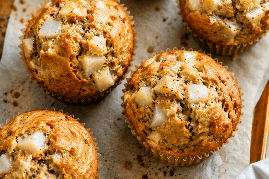 High Protein Pear Muffins