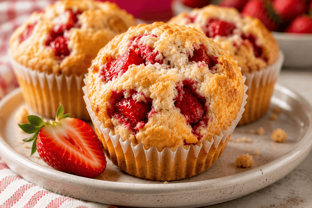 Greek Yogurt Strawberry Muffins