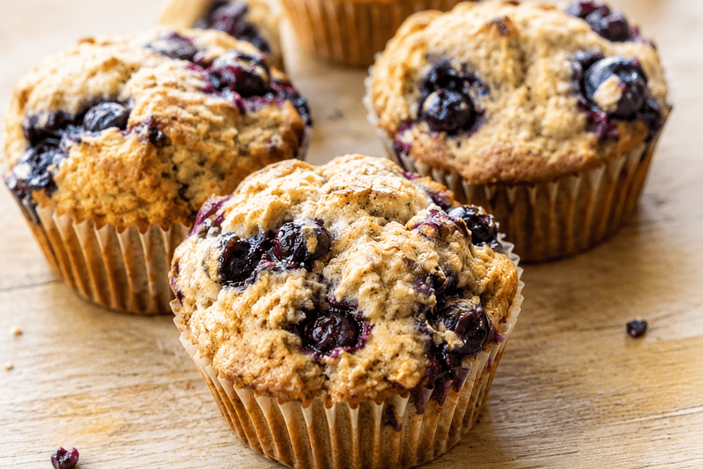 Healthy Blueberry Muffins with Oatmeal