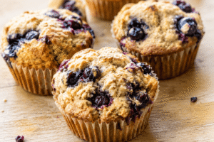 Healthy Blueberry Muffins with Oatmeal