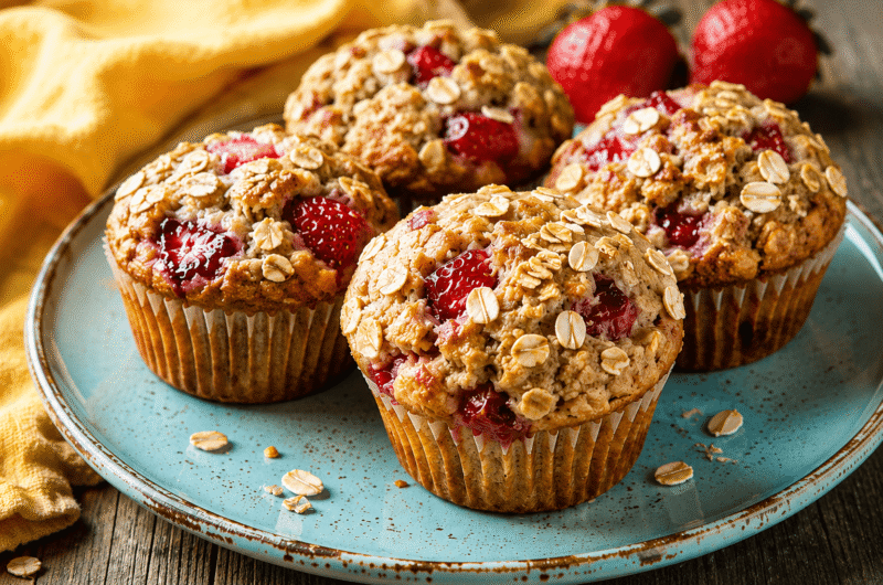 Easy Oatmeal Strawberry Muffins Recipe – Soft, Moist & Delicious